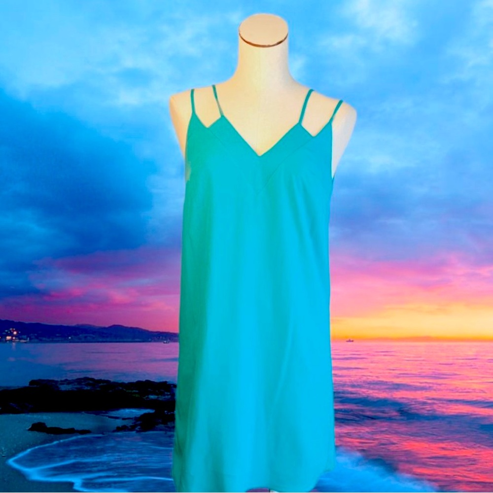 CeCe women's size 0 turquoise dress spaghetti straps spring summer cute sexy